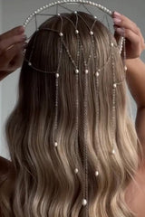Fashionable Mesh Pearl Tassel Headband
