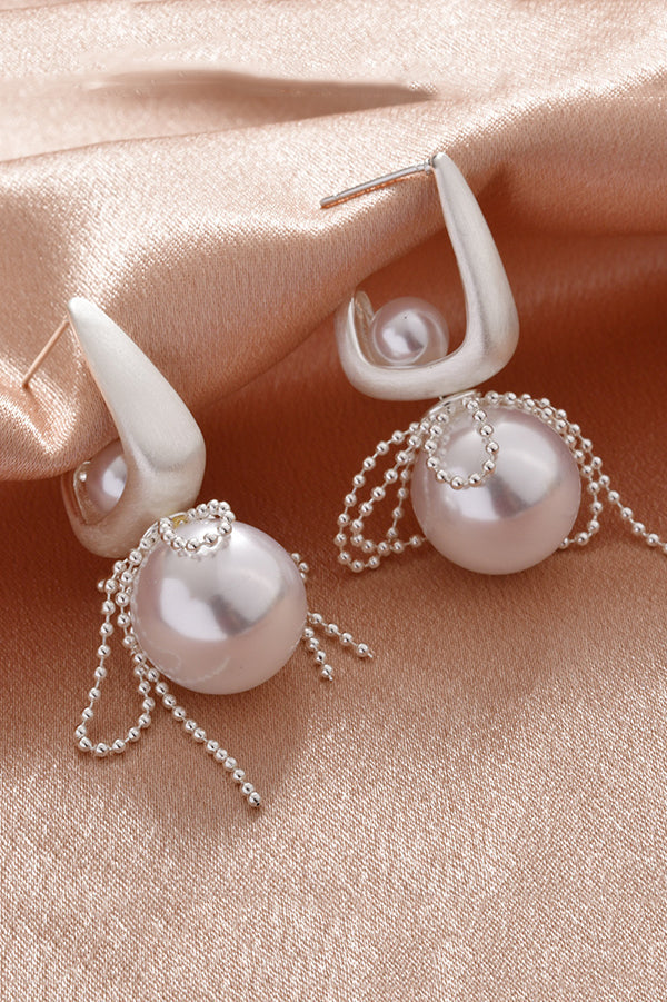Elegant Pearl Bow Tassel Pearl Earrings