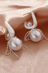 Elegant Pearl Bow Tassel Pearl Earrings