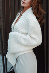 Retro V-neck Long-sleeved Sexy Hollow Loose Knitted Cardigan