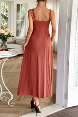 Resort Style Halter Backless Casual Midi Dress