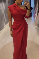 Single Tonight Ruched Irregular Neck One Half Sleeve Formal Maxi Dress