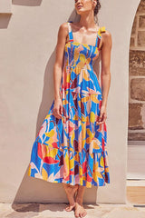 Gorgeous Printed Elastic Bust Holiday Dress