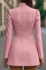 Fashionable Stand Collar Single-Breasted Slim Fit Formal Mini Dress