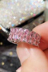 Light Luxury Double Row Drop Zircon Ring
