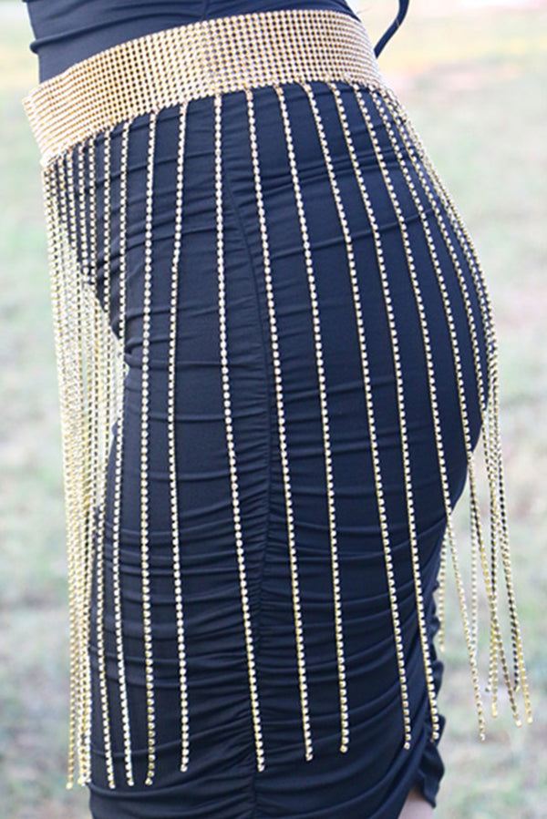 Fashionable Tassel Rhinestone Chain Waist Necklace