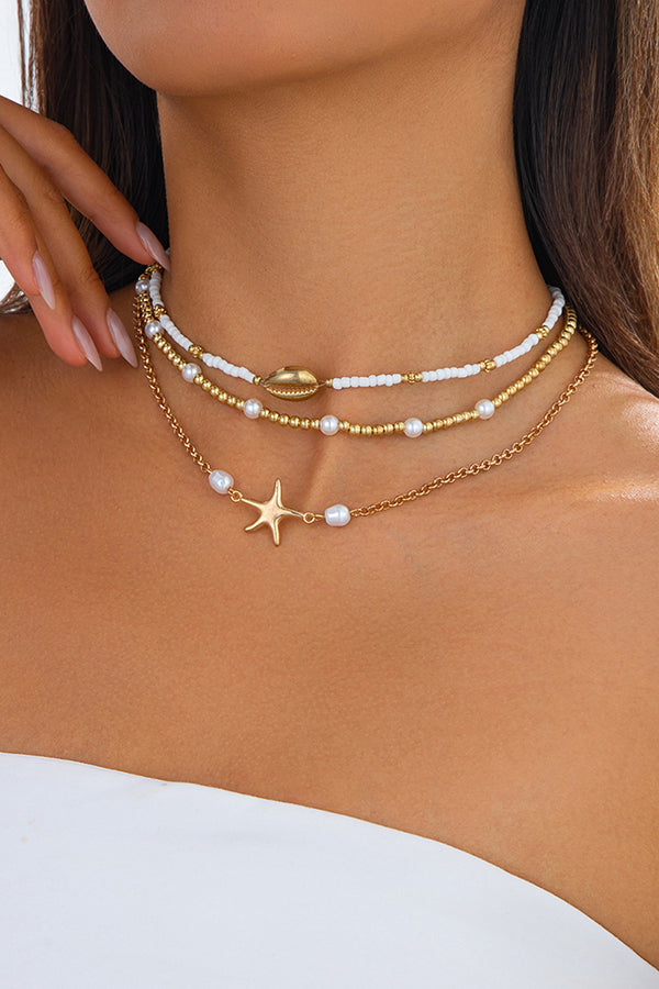 Bohemian Sunflower Multi-layer Pearl Shell Necklace