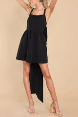 Elegant Gorgeous Back Oversized Bow Wide Strap Pocketed Mini Dress