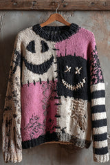 Halloween Print Loose Round Neck Long Sleeve Casual Sweatshirt