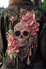 Unique Printed Lapel Long-sleeved Personalized Denim Jacket