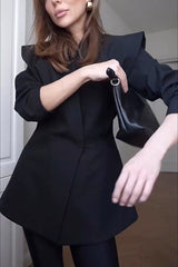 Fashionable Pioneer Stand V-neck Split Sleeve Loose Blazer