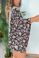 Unique Ethnic Print Batwing Sleeve Loose Top