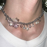 Elegant Flower Pink and Purple Pearl Necklace