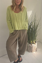 Solid Color Casual Long-sleeved Loose Knitted Sweater