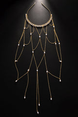 Fashionable Mesh Pearl Tassel Headband