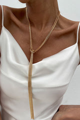 Simple Y-shaped Metal Tassel Chain Necklace