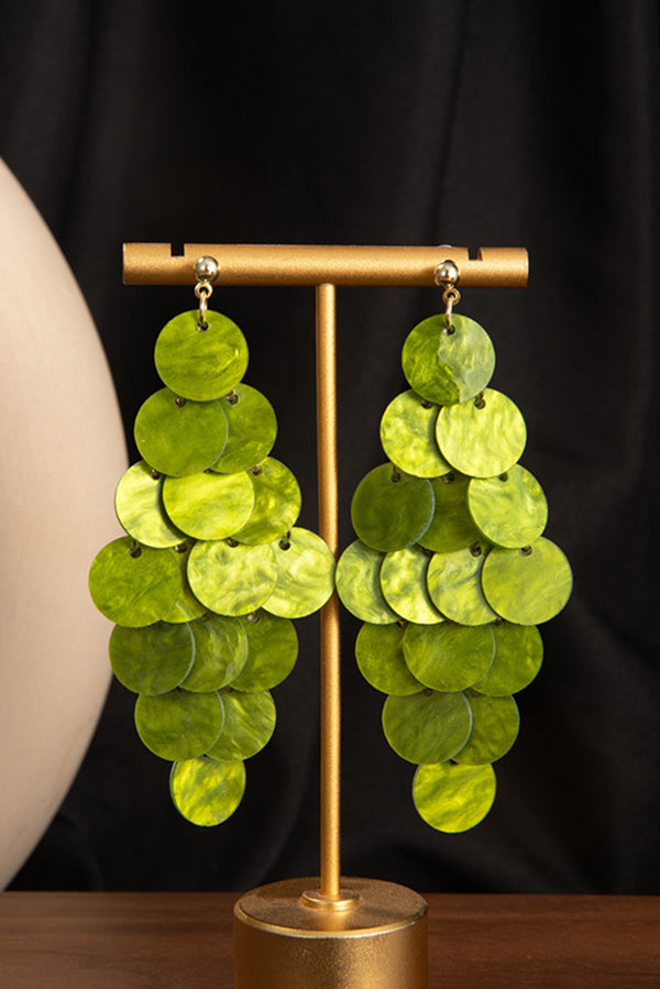 Resort Style Colorful Round Shell Tassel Earrings