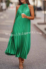Take Me There Pleated A-line Loose Midi Dress