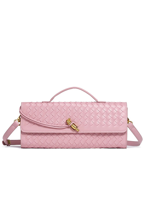 Woven Soft Leather Horizontal Square Accordion Bag