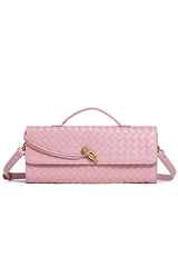 Woven Soft Leather Horizontal Square Accordion Bag