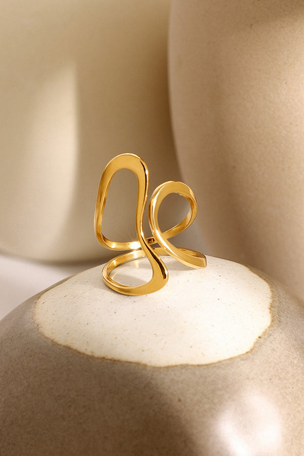 Simple Special-shaped Lines Stainless Steel Open Ring