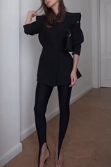 Fashionable Pioneer Stand V-neck Split Sleeve Loose Blazer