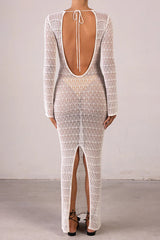 Sexy Backless Long-sleeved Knitted Slim-fit Maxi Dress