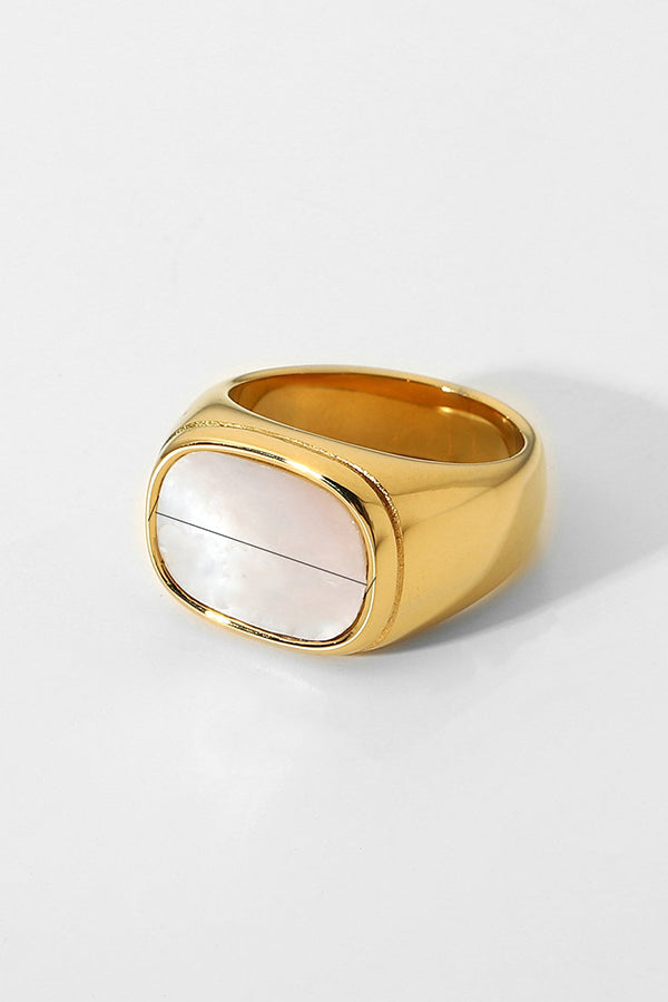 Fashionable Inlaid Zircon Stainless Steel Gold-plated Ring