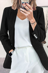 Solid Color Lapel Long Sleeve Button Casual Blazer