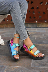 Fashionable Colorful Prism-shaped Thick-soled Beach Sandals