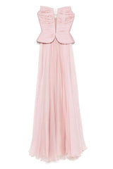 Fantasy Fairy Pleated Corset Chiffon Hem Strapless Maxi Dress