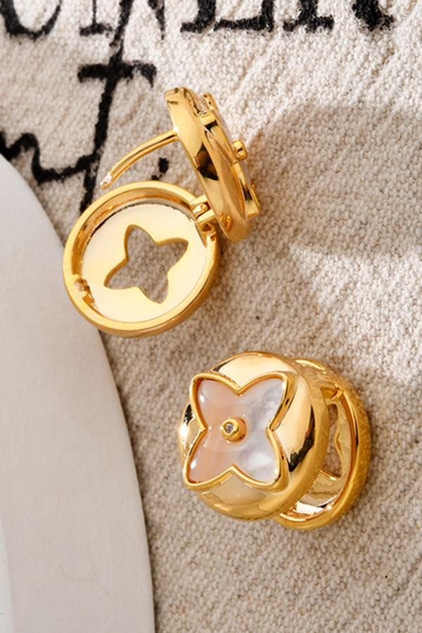 Fashionable Shell Light Luxury Metal Button Earrings