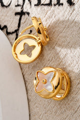 Fashionable Shell Light Luxury Metal Button Earrings