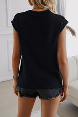 Independence Day Knitted Graphic Crew Neck Sleeveless Casual Top