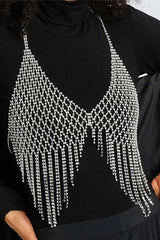 Sexy Rhinestone Tassel Mesh Body Chain