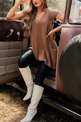 Fabulously Chic Knit Side Pocket Oversized Sweater Vest