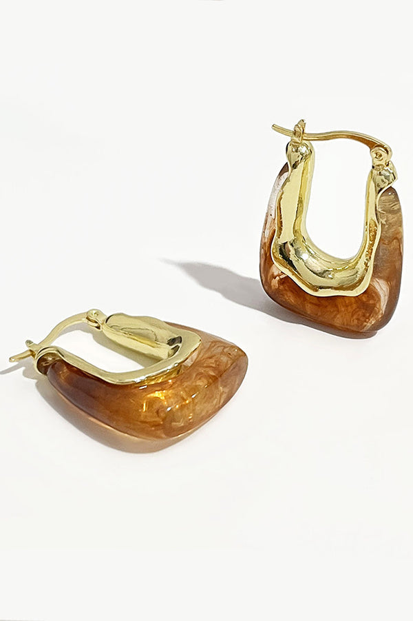 Fashionable Geometric U-shaped Colorful Jelly Earrings