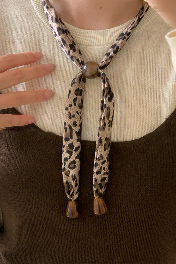 Vintage Pull-out Silk Scarf Beaded Necklace