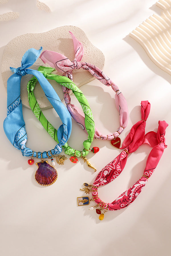 Dopamine Color Silk Scarf Fun Small Item Necklace