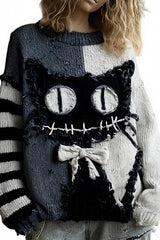 Halloween Casual Round Neck Long Sleeve Loose Knitted Sweater