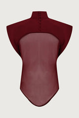 Vita Mesh Patchwork High Neck Wide Sleeve Bodysuit and High Rise Pocket Slit Pants Set