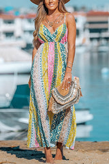 Stroll The Beach Colorblock Paisley Printed Cami Maxi Dress