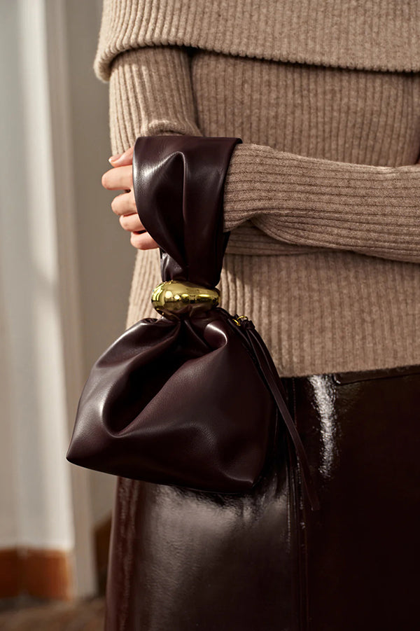 Retro Pleated Simple Bucket Bag