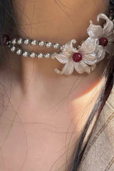 Fashionable Iris Elegant Silver Pearl Necklace