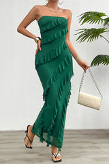 Solid Color Sexy Off-shoulder Slim Back Slit Maxi Dress