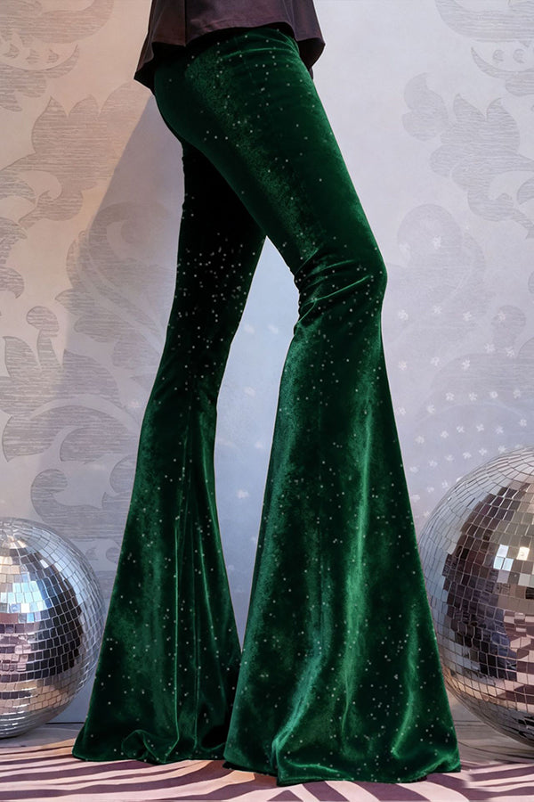 Stylish Velvet High-waisted Draped Casual Flared Pants