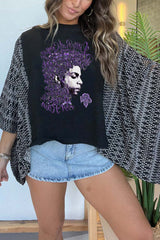 Unique Ethnic Print Batwing Sleeve Loose Top