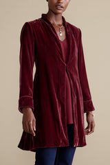 Solid Color Velvet Long-sleeved Loose Mid-length Coat