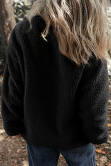 Solid Color Faux Cashmere Zip-up Pocket Casual Jacket