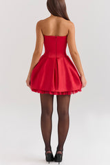 Stylish Sleeveless Off-shoulder Elegant Large Bow Mini Dress